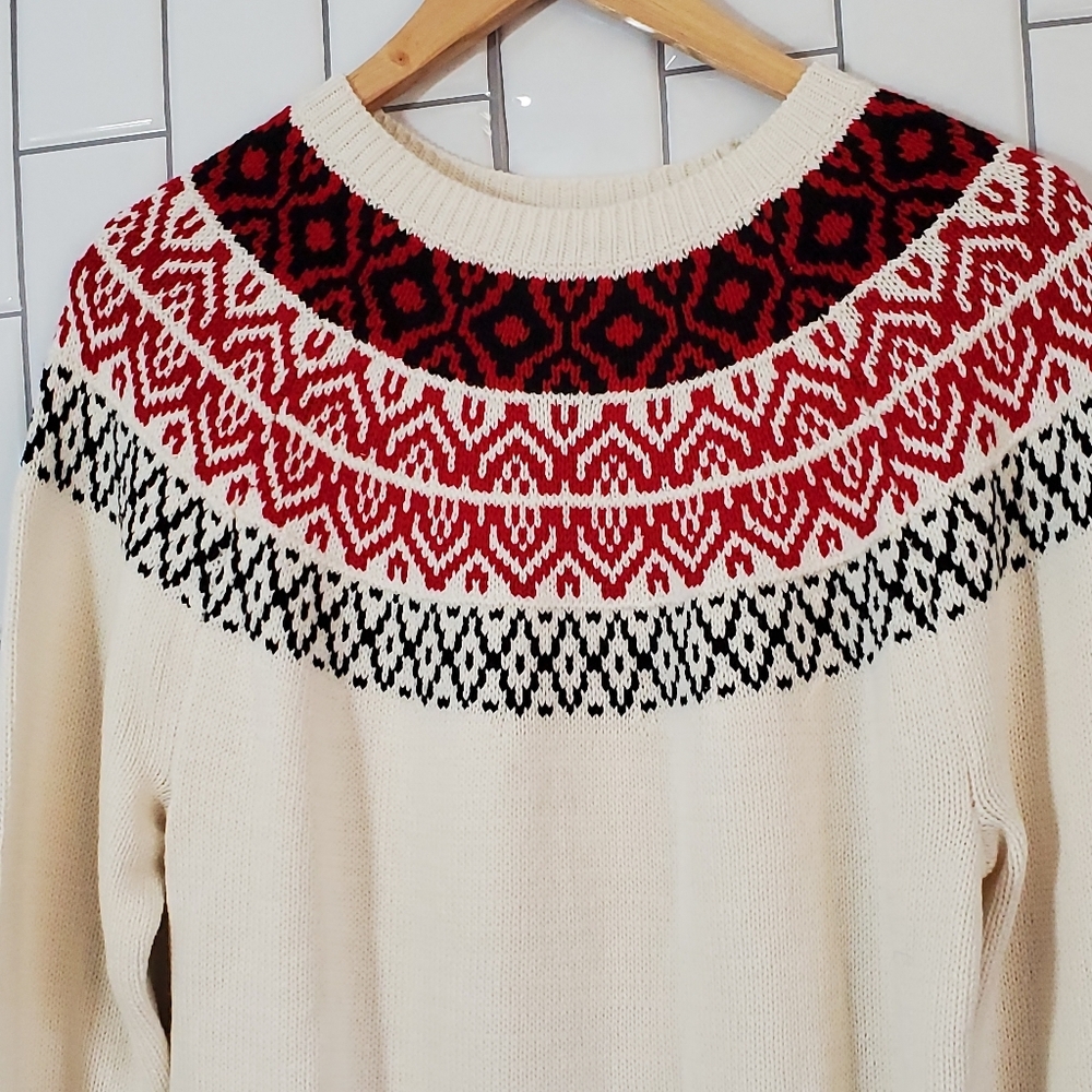 CHAPS DENIM  Mens Winter Sweater Fair Isle Pullover Cotton Blend 